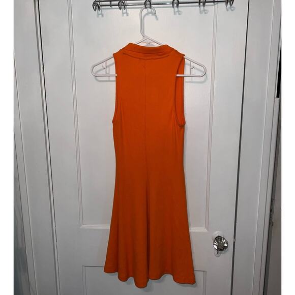 New ZARA Ribbed V Neck Knit Collared Skater Dress size M - Picture 4 of 4